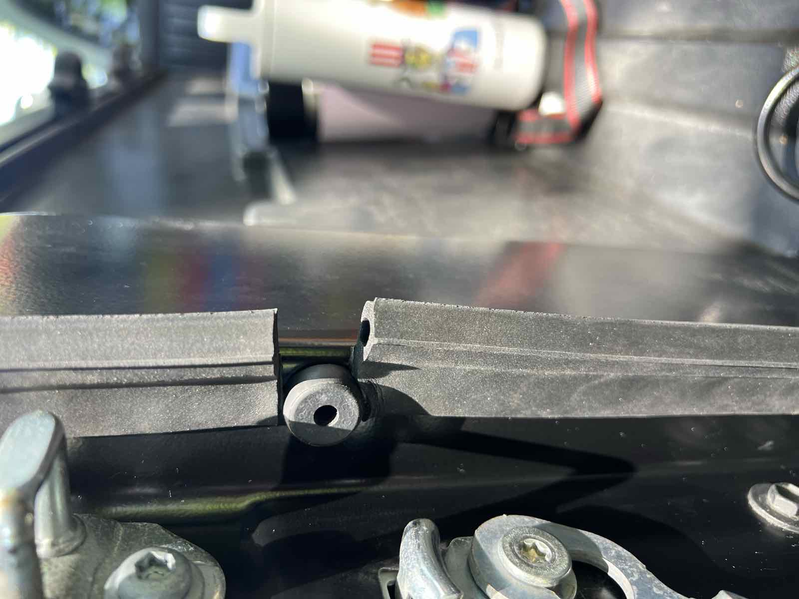 The left bedside of a Tacoma with both the upper and lower taper seal sections installed, showing the section of bedside between the two seals.